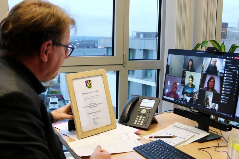 Thomas Ackermann bei der Online-Vergabe des Naturschutzpreises 2020.